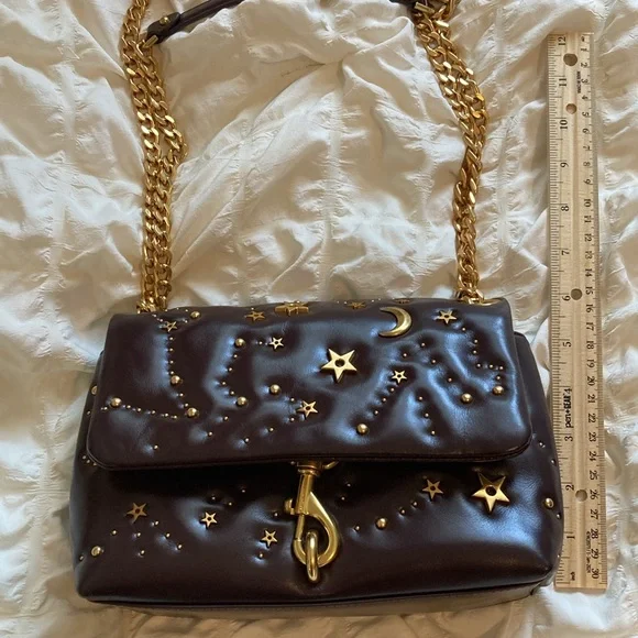 Rebecca Minkoff Edie Crossbody Handbag Bag Celestial Moon Stars Gold Hardware - Picture 4 of 6